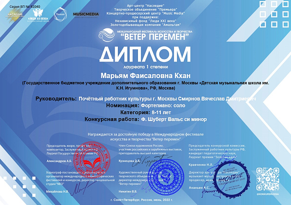 Поздравлем лауреатов конкурса "Ветер перемен"!